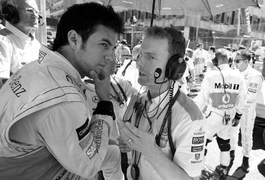 Sergio Perez on the grid